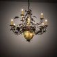Meyda Lighting Greenbriar Oak 39" 11-Light 9-Arm Dark Burnished Antique Copper Chandelier With Multi-Colored Shade Glass