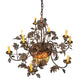 Meyda Lighting Greenbriar Oak 39" 11-Light 9-Arm Dark Burnished Antique Copper Chandelier With Multi-Colored Shade Glass