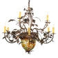 Meyda Lighting Greenbriar Oak 39" 11-Light 9-Arm Dark Burnished Antique Copper Chandelier With Multi-Colored Shade Glass