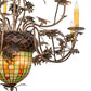 Meyda Lighting Greenbriar Oak 39" 11-Light 9-Arm Dark Burnished Antique Copper Chandelier With Multi-Colored Shade Glass