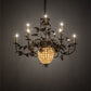 Meyda Lighting Greenbriar Oak 39" 11-Light Dark Burnished Antique Copper Chandelier With Ivory Faux Candlelight
