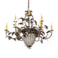 Meyda Lighting Greenbriar Oak 39" 11-Light Dark Burnished Antique Copper Chandelier With Ivory Faux Candlelight