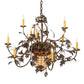 Meyda Lighting Greenbriar Oak 39" 11-Light Dark Burnished Antique Copper Chandelier With Ivory Faux Candlelight