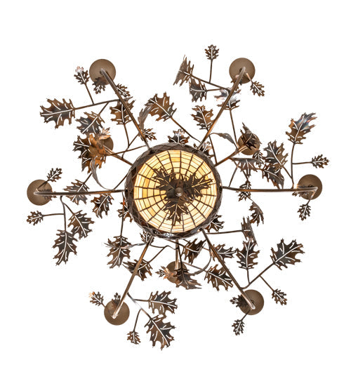 Meyda Lighting Greenbriar Oak 39" 11-Light Dark Burnished Antique Copper Chandelier With Ivory Faux Candlelight