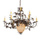 Meyda Lighting Greenbriar Oak 39" 11-Light Dark Burnished Antique Copper Chandelier With Ivory Faux Candlelight