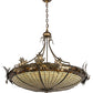 Meyda Lighting Greenbriar Oak 40" 6-Light Antique Copper Inverted Pendant Light With Brown & Beige Shade Glass