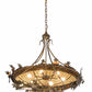 Meyda Lighting Greenbriar Oak 40" 6-Light Antique Copper Inverted Pendant Light With Brown & Beige Shade Glass