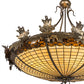 Meyda Lighting Greenbriar Oak 40" 6-Light Antique Copper Inverted Pendant Light With Brown & Beige Shade Glass