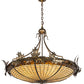 Meyda Lighting Greenbriar Oak 40" 6-Light Antique Copper Inverted Pendant Light With Brown & Beige Shade Glass