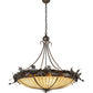 Meyda Lighting Greenbriar Oak 40" 6-Light Inverted Pendant Light With Bark Brown & Beige Stained Shade Glass