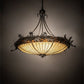 Meyda Lighting Greenbriar Oak 40" 6-Light Inverted Pendant Light With Bark Brown & Beige Stained Shade Glass