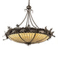Meyda Lighting Greenbriar Oak 40" 6-Light Inverted Pendant Light With Bark Brown & Beige Stained Shade Glass