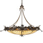 Meyda Lighting Greenbriar Oak 40" 6-Light Inverted Pendant Light With Bark Brown & Beige Stained Shade Glass