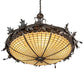 Meyda Lighting Greenbriar Oak 40" 6-Light Inverted Pendant Light With Bark Brown & Beige Stained Shade Glass