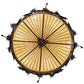 Meyda Lighting Greenbriar Oak 40" 6-Light Inverted Pendant Light With Bark Brown & Beige Stained Shade Glass