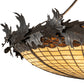 Meyda Lighting Greenbriar Oak 40" 6-Light Inverted Pendant Light With Bark Brown & Beige Stained Shade Glass