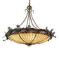 Meyda Lighting Greenbriar Oak 40" 6-Light Inverted Pendant Light With Bark Brown & Beige Stained Shade Glass