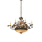 Meyda Lighting Greenbriar Oak 42" 11-Light 8-Arm Antique Copper Chandelier With Beige & Brown Stained Shade Glass