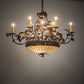 Meyda Lighting Greenbriar Oak 42" 11-Light 8-Arm Antique Copper Chandelier With Beige & Brown Stained Shade Glass