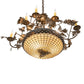 Meyda Lighting Greenbriar Oak 42" 11-Light 8-Arm Antique Copper Chandelier With Beige & Brown Stained Shade Glass