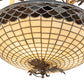 Meyda Lighting Greenbriar Oak 42" 11-Light 8-Arm Antique Copper Chandelier With Beige & Brown Stained Shade Glass