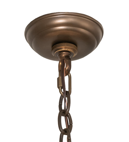 Meyda Lighting Greenbriar Oak 42" 11-Light 8-Arm Antique Copper Chandelier With Beige & Brown Stained Shade Glass