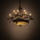 Meyda Lighting Greenbriar Oak 42" 11-Light 8-Arm Dark Burnished Antique Copper Chandelier With Beige & Brown Shade Glass
