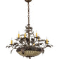 Meyda Lighting Greenbriar Oak 42" 11-Light 8-Arm Dark Burnished Antique Copper Chandelier With Beige & Brown Shade Glass