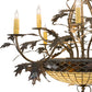 Meyda Lighting Greenbriar Oak 42" 11-Light 8-Arm Dark Burnished Antique Copper Chandelier With Beige & Brown Shade Glass