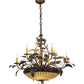 Meyda Lighting Greenbriar Oak 42" 11-Light 8-Arm Dark Burnished Antique Copper Chandelier With Beige & Brown Shade Glass