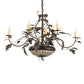 Meyda Lighting Greenbriar Oak 42" 11-Light 8-Arm Dark Burnished Antique Copper Chandelier With Multi-Colored Shade Glass