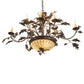 Meyda Lighting Greenbriar Oak 42" 11-Light 8-Arm Dark Burnished Antique Copper Chandelier With Multi-Colored Shade Glass