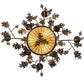 Meyda Lighting Greenbriar Oak 42" 11-Light 8-Arm Dark Burnished Antique Copper Chandelier With Multi-Colored Shade Glass