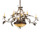 Meyda Lighting Greenbriar Oak 42" 11-Light 8-Arm Dark Burnished Antique Copper Chandelier With Multi-Colored Shade Glass