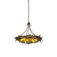 Meyda Lighting Greenbriar Oak 42" 6-Light Antique Copper Inverted Pendant Light With Multi-Colored Shade Glass