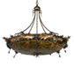 Meyda Lighting Greenbriar Oak 42" 6-Light Antique Copper Inverted Pendant Light With Multi-Colored Shade Glass