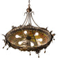 Meyda Lighting Greenbriar Oak 42" 6-Light Antique Copper Inverted Pendant Light With Multi-Colored Shade Glass
