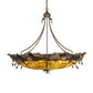 Meyda Lighting Greenbriar Oak 42" 6-Light Antique Copper Inverted Pendant Light With Multi-Colored Shade Glass