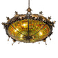 Meyda Lighting Greenbriar Oak 42" 6-Light Antique Copper Inverted Pendant Light With Multi-Colored Shade Glass
