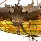 Meyda Lighting Greenbriar Oak 42" 6-Light Antique Copper Inverted Pendant Light With Multi-Colored Shade Glass