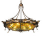 Meyda Lighting Greenbriar Oak 42" 6-Light Antique Copper Inverted Pendant Light With Multi-Colored Shade Glass