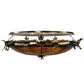 Meyda Lighting Greenbriar Oak 44" 6-Light Antique Copper Semi-flush Mount Ceiling Light With Multi-Colored Shade Glass