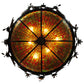 Meyda Lighting Greenbriar Oak 44" 6-Light Antique Copper Semi-flush Mount Ceiling Light With Multi-Colored Shade Glass