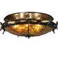 Meyda Lighting Greenbriar Oak 44" 6-Light Antique Copper Semi-flush Mount Ceiling Light With Multi-Colored Shade Glass