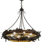 Meyda Lighting Greenbriar Oak 45" 6-Light Timeless Bronze Inverted Pendant Light With Autumn Beige and Bark Brown Shade Glass