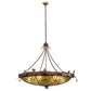 Meyda Lighting Greenbriar Oak 46" 6-Light Antique Copper Inverted Pendant Light With Multi-Colored Shade Glass