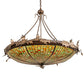 Meyda Lighting Greenbriar Oak 46" 6-Light Antique Copper Inverted Pendant Light With Multi-Colored Shade Glass