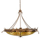 Meyda Lighting Greenbriar Oak 46" 6-Light Antique Copper Inverted Pendant Light With Multi-Colored Shade Glass