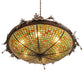 Meyda Lighting Greenbriar Oak 46" 6-Light Antique Copper Inverted Pendant Light With Multi-Colored Shade Glass