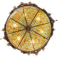 Meyda Lighting Greenbriar Oak 46" 6-Light Antique Copper Inverted Pendant Light With Multi-Colored Shade Glass